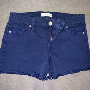 LOFT Dark Blue Frayed Hem Jean Shorts